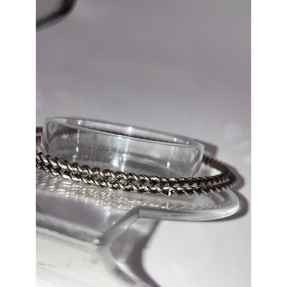 NWOT! Two Twisting Silver-Tone 2 7/8" Bangle Bracelets! - Picture 7 of 8